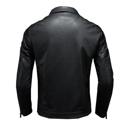MEN'S LAPEL LEATHER BIKER JACKET