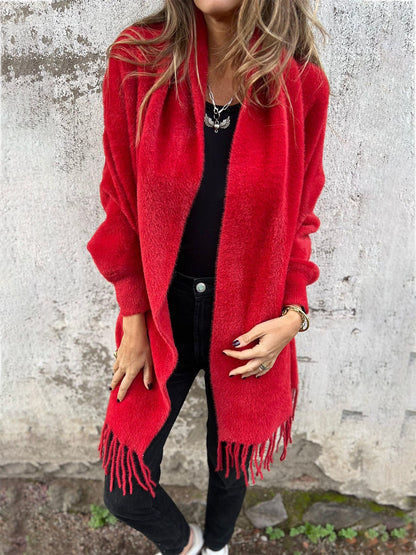 WOMEN'S LONG SLEEVE CASUAL TASSEL SHAWL COAT