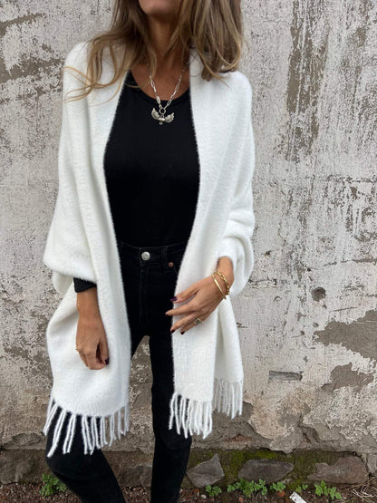 WOMEN'S LONG SLEEVE CASUAL TASSEL SHAWL COAT
